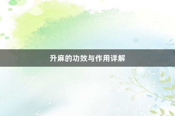 升麻的功效与作用详解